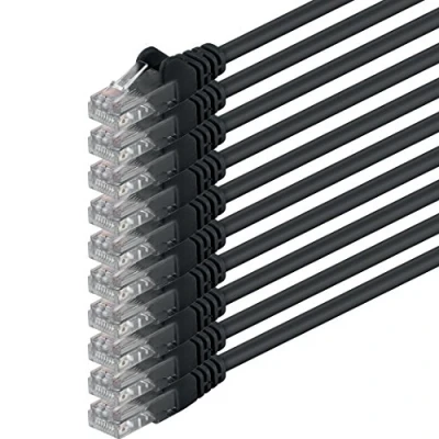 Abbildung von 5m schwarz 10 Stück (PACK) CAT.6 CAT6 Ethernet Lan Netzwerk Kabel 1000 Mbit/s Patchkabel