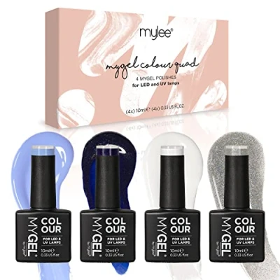 Abbildung von MyGel von MYLEE Snow Queen Gel Nagellack Set 4x10ml UV/LED Nail Art Maniküre Pediküre für den Professionellen Einsatz im Wohnzimmer und zu Hause Langlebig Einfach Anzuwenden