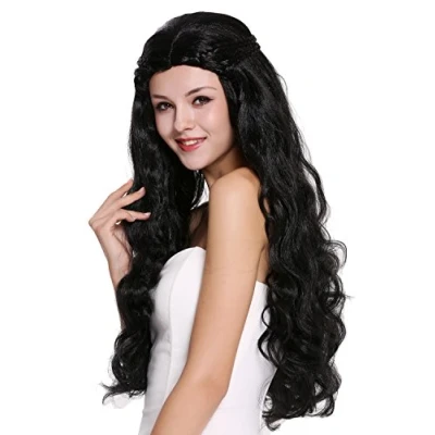 Abbildung von WIG ME UP 91323 ZA103 Perücke Damen sehr lang wellig schwarz aufwendig geflochten Mittelscheitel Romantik Märchen Hippie