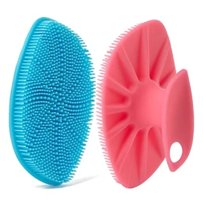 Abbildung von HieerBus Silikon Gesichtsreiniger, Gesichtsreinigungsbürste Gesichtswaschbürste, sanftes Peeling Pad Massagegerät, für Männer Frauen Reinigung und (Blau+ Rosa)