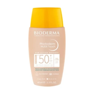 Abbildung von Bioderma Photoderm Nude Touch SPF50+ Very Light High Protective Color Sun Cream mit deckender Wirkung für Misch und fettige Haut 40ml