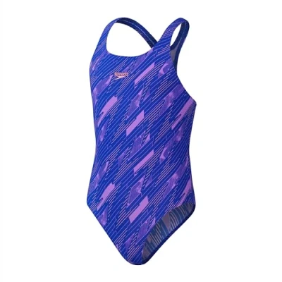 Abbildung von Speedo Girls Hyperboom Medalist Badeanzug für Kinder, Größe: 116, Sweet purple/disco peach