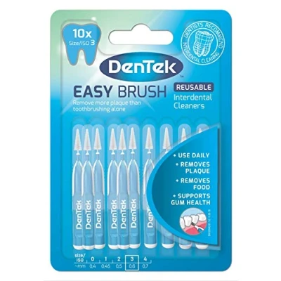 Abbildung von DenTek Easy Brush Interdentalbürsten, ISO3/0,6 mm, zum Entfernen von Lebensmitteln und Plaque zwischen den Zähnen, 10 Stück