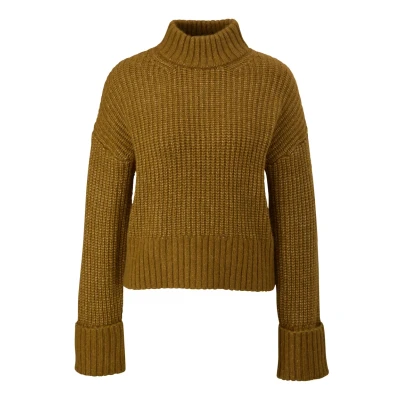 Abbildung von QS by s.Oliver MIT Rollkragen Strickpullover, Damen, Größe: Small, Guacamole