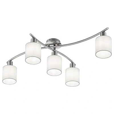 Abbildung von Trio Leuchten Deckenleuchte Garda, 605400589 Nickel matt, E14, Stoffschirm Silberfarbig, 44.2 x 75 22 cm