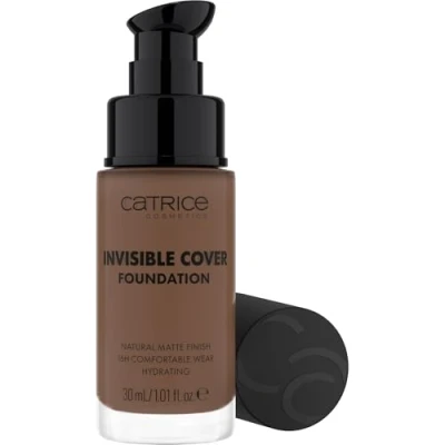 Abbildung von Catrice Invisible Cover Foundation, Nr. 060N, Nude, feuchtigkeitsspendend, langanhaltend, natürlich, für trockene Haut, vegan, ölfrei, ohne Parabene, Mikroplastikpartikel, 1er Pack (30ml)