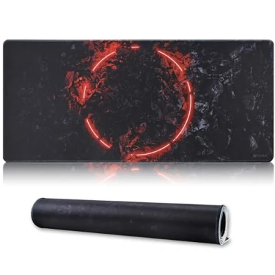 Abbildung von Jahosin Großes Gaming Mauspad mit genähten Kanten, erweitertes rutschfester Unterseite aus Naturkautschuk für Gamer, Desktop, Büro, Zuhause, 90 x 40 cm