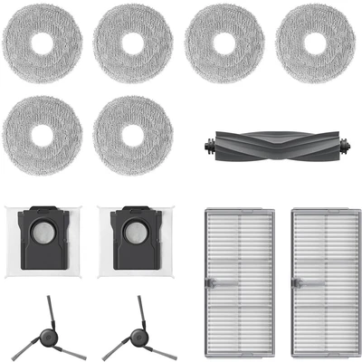Abbildung von Dreame Zubehörset für X40 Ultra und Komplettroboter Enthält 6x Mop Tücher (3 Paare), 2x Filter, Staubbeutel, Seitenbürsten, 1x Hauptbürst