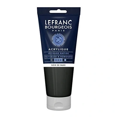 Abbildung von Lefranc Bourgeois 300385 Fine Acrylfarbe Marsschwarz, 200ml Tube, cremige auf Wasserbasis, schnell trocknend, lichtecht, wasserfest