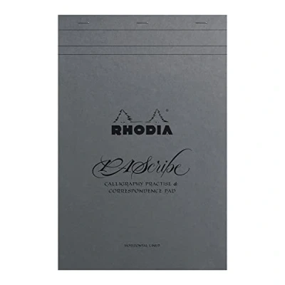 Abbildung von Rhodia 19006C Notizblock PAScribe Grey Maya Pad, A4+ (31,8x21 cm), kopfseitig geheftet, 60 Blatt mikroperforiert, liniert Clairefontaine Papier grau 120g, Cover Perlgrau, 1 Stück