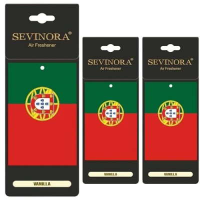 Abbildung von 3x Duftbaum Auto Flagge Portugal Lufterfrischer Vanille Autoduft Parfüm mit Duft Innenraum Tuning Deko Car Air Freshener Fußball (Portugal)