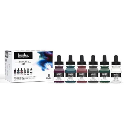 Abbildung von Liquitex 3699355 flüssige Professional Acrylfarben Ink, 6 x 30ml Gedämpfte Töne + Weiß