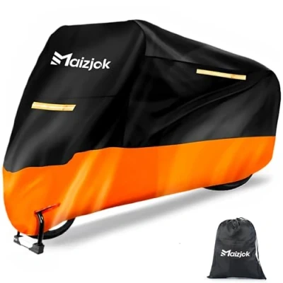 Abbildung von Maizjok Motorrad Abdeckplane Outdoor Motorradabdeckung Wasserdicht 210D Polyester, Garage Plane Indoor Abdeckung, Motorradplane Winterfest für Motor Moped Roller Motorroller (245x105x125 cm)