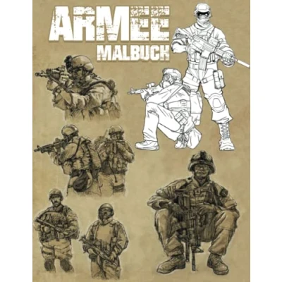 Abbildung von Armee Malbuch: Militär Ausmalen Für 8 Jährige und Mehr Mit Armeemännern, Panzern, Hubschraubern, Soldaten, Schusswaffen, Marine, Flugzeuge, Schiffe, Hubschrauber mehr! Kinder Erwachsene