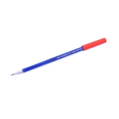 Abbildung von ARK® Beiß und Kauaufsatz für Stifte in verschiedenen Stärken Formen + Bleistift inkl. ATC Pflegeanleitung Sensory Kauaufsatz, Beißen, Kauen, Zahnen, Autismus (rund, weich dunkelblau)