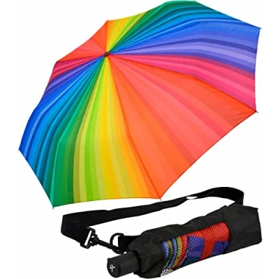 Abbildung von iX brella Trekking XL Taschenschirm Rainbow 115 cm groß mit Umhängetasche Regenbogen