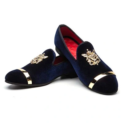 Abbildung von JITAI Männer Penny Slip On Leder gefüttert Loafer Herren Schuhe Mokassins, Blau 02, 41 EU (8 UK)
