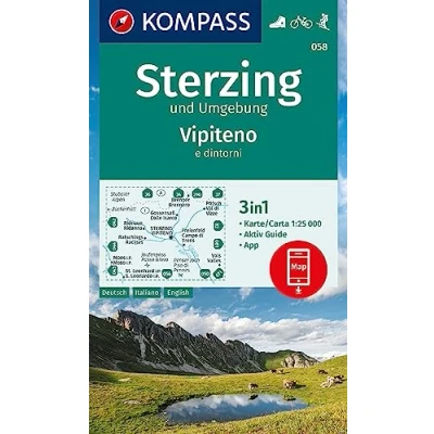 Abbildung von KOMPASS Wanderkarte 058 Sterzing und Umgebung, Vipteno e dintorni 1:25.000: 3in1 mit Aktiv Guide inklusive Karte zur offline Verwendung in der App. Fahrradfahren. Skitouren.