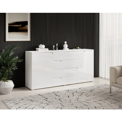 Abbildung von Stella Trading SPICE Sideboard in Hochglanz Weiß Moderne Kommode mit viel Stauraum für Ihren Wohnbereich 165 x 80 40 cm (B/H/T)