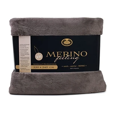 Abbildung von Gözze Gemütliche Kuscheldecke, Merino Feeling, Wendbar, Hohe Dichte 600 g/m², 220 x 240 cm Anthrazit