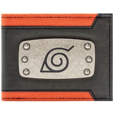 Abbildung von Konoha Village Ninja Stirnband Metallabzeichen Emblem Geldbörse/Geldbeutel Zweifach ID &amp; Kartenhalter, Schwarz