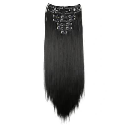 Abbildung von CAISHA XXL 50cm 8 Teile Set CLIP IN EXTENSIONS Nicole Haarverlängerung Haarteil Voluminös Glatt Schwarz CES201