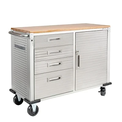 Abbildung von Seville Classics Fahrbare Werkbank mit 4 Schubladen, 121,9 x 50,8 95,2 cm, grau