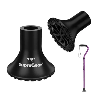 Abbildung von supregear Gummipuffer für Krücken (2er Pack), 22 mm All Terrain Gummispitze Krücken, Robuste Verdickte Ersatzfußpolster Gehstöcke, Faltstöcke