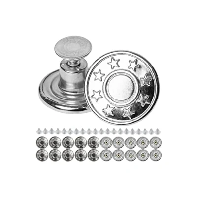 Abbildung von Hosen Ersatz Knöpfe zum Vernieten, Ø 20 mm Messing Jeansknöpfe, Pack, Silber farben, Jeans mit Nieten, Knopf Einschlagen, Metall Hosenknopf, Hose weiter machen, Hosenknöpfe