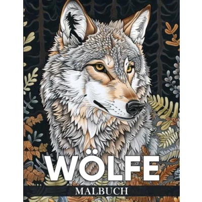 Abbildung von Wölfe Malbuch: 50 Einzigartige Wolfsmotive zur Stressbewältigung und Entspannung Tier Malbuch für Erwachsene, Kinder Jugendliche