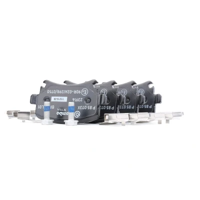 Abbildung von BREMBO P 85 073X Bremsbelagsatz für Verschleißwarnanzeiger vorbereitet mit Bremssattelschrauben Zubehör AUDI: TT Coupe, A3 Sportback