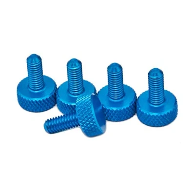 Abbildung von PrecisionGeek Aluminium Rändelschrauben M6 x 10mm Blau 1 Satz (5 Stück)