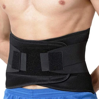 Abbildung von NEOtech Care Rückenbandage für die Lendenwirbelsäule verstellbare Kompression atmungsaktiv Haltung, Gewichtheben (Schwarz, XL)