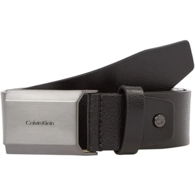 Abbildung von Calvin Klein Beveled Plaque Gürtel, Herren, Größe: 115, Black pebble