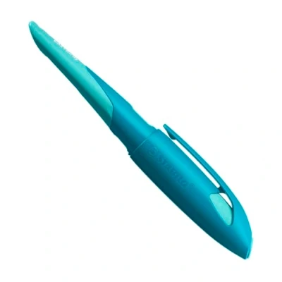 Abbildung von Ergonomischer Schulfüller für Linkshänder mit Standard Feder M STABILO EASYbirdy Pastel in aqua grün/mint inkl. Patrone blau (löschbar)