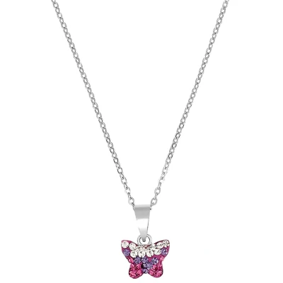 Abbildung von Amor Kette mit Anhänger 925 Sterling Silber Mädchen Kinder Sets, Preciosa, 35+3 cm, Silber, Schmetterling, Kommt in Schmuck Geschenk Box, 2021573