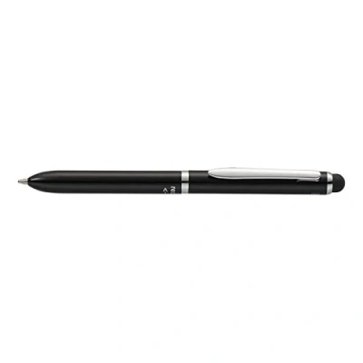 Abbildung von Online 31019/3D 3 in 1 Multi Touch Pen Black, 2 Farb Kugelschreiber &amp; Touchpen einem, Multifunktionsstift aus Metall, D1 Standardminen rot und blau, Stylus Tip, schwarz, Einzelstift