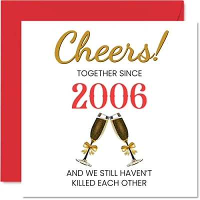 Abbildung von Stuff4 Lustige Karte zum 17. Jahrestag für Ehemann und Ehefrau zusammen seit 2006 Glückwunschkarten Hochzeitstag Partner, 145 mm große Grußkarten siebzehnte Jahrestage