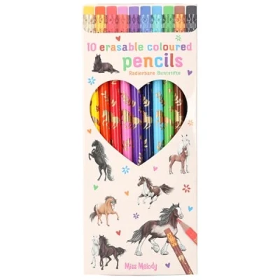 Abbildung von Depesche 12055 Miss Melody Buntstifte Set mit 10 Farben im Etui, inkl. Radierer Topper auf jedem Stift, zum Ausmalen in der Schule und Freizeit, Gelb,Gold,Orange