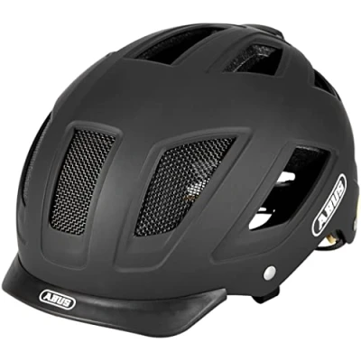 Abbildung von ABUS Stadthelm Hyban 2.0 MIPS Fahrradhelm für den Alltag mit Rücklicht, ABS Hartschale, Aufprallschutz Damen und Herren Schwarz Matt, Größe M