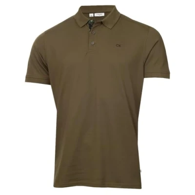 Abbildung von Calvin Klein Herren Campus 3 Knopf Polo Hemd Olivgrünes Tarnmuster XXXXXL
