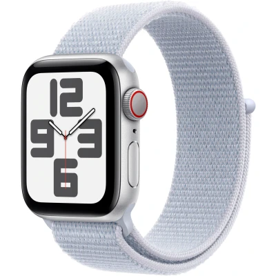 Abbildung von Apple Watch SE 2024 4G 40mm Silber (Blaues Silikon Armband S/M)