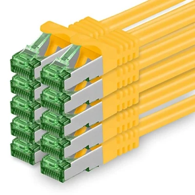 Abbildung von 1 M Cat.7 Netzwerk Kabel 10 Stück Cat7 Patch Lan Ethernet RJ45 Gbit/s (Alle Internetgeschwindigkeiten) Gelb Meter