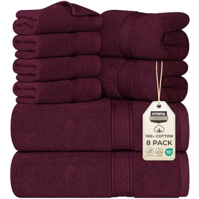 Abbildung von Utopia Towels 8 teiliges Handtuch Set (Burgund)