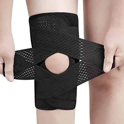 Abbildung von ANAMPION Kniebandage Männer Damen mit Seitenstabilisatoren Patella und Meniskus Pads Orthopädische Kniestütze für Arthritis Meniskusriss Knieschmerzen Sport ACL Schwarz(XXXL)