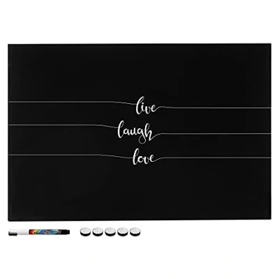Abbildung von Navaris Magnettafel Magnetpinnwand Memoboard zum Beschriften 60x40 cm Notiztafel div. Designs Tafel abwaschbar mit Halterung Magneten Stift