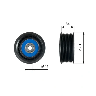 Abbildung von GATES T36517 Umlenkrolle Micro V UNIQUE FIT mit Rillen