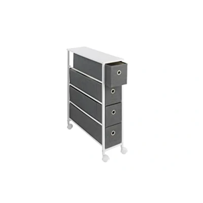 Abbildung von Maximex Nischenregal 4 Schubladen mit extra tiefen &amp; leichtgängige Rollen, Metall, 20 x 58 79 cm, Weiß