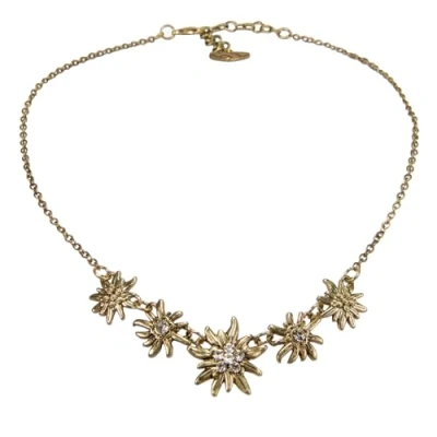 Abbildung von Alpenflüstern Trachten Halskette Edelweiß Symphonie Damen Trachtenschmuck, Dirndlkette, Trachtenkette (antik gold farben) DHK231
