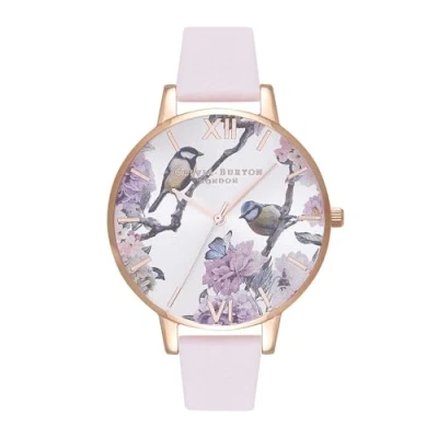 Abbildung von Olivia Burton Analog Quarzuhr für Damen mit Rötliches Lederarmband OB16PL35